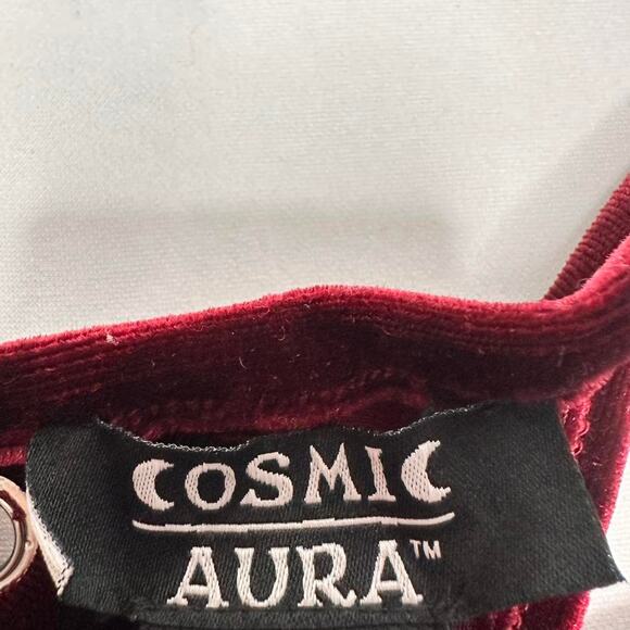 Cosmic Aura Corset Velvet Top With Ribbon Ties Size Small - Picture 5 of 6